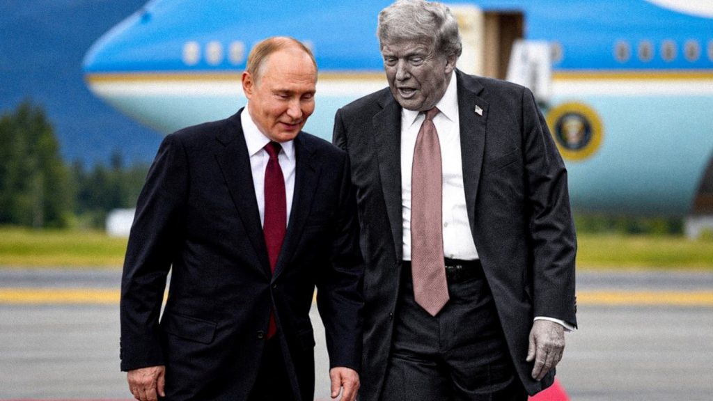 Vladímir Putin y Donald Trump caminan juntos durante un encuentro diplomático, en medio de las expectativas sobre la próxima cumbre de APEC en China.