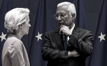Rusia advierte sabotaje europeo a las iniciativas de paz Úrsula von der Leyen y António Costa conversan durante un encuentro en Bruselas, Bélgica.