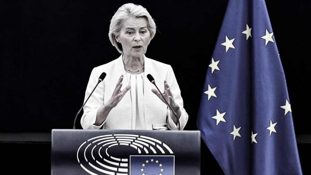 Ursula von der Leyen durante una intervención en el Parlamento Europeo.